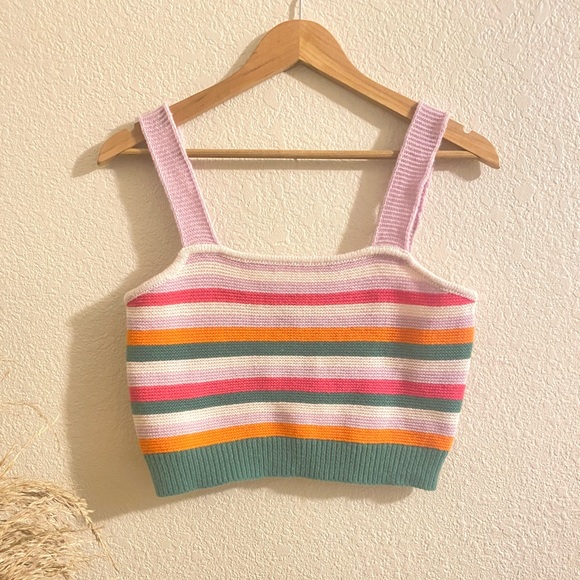 Colorful Striped Knit Cropped Tank - Picture 1 of 5
